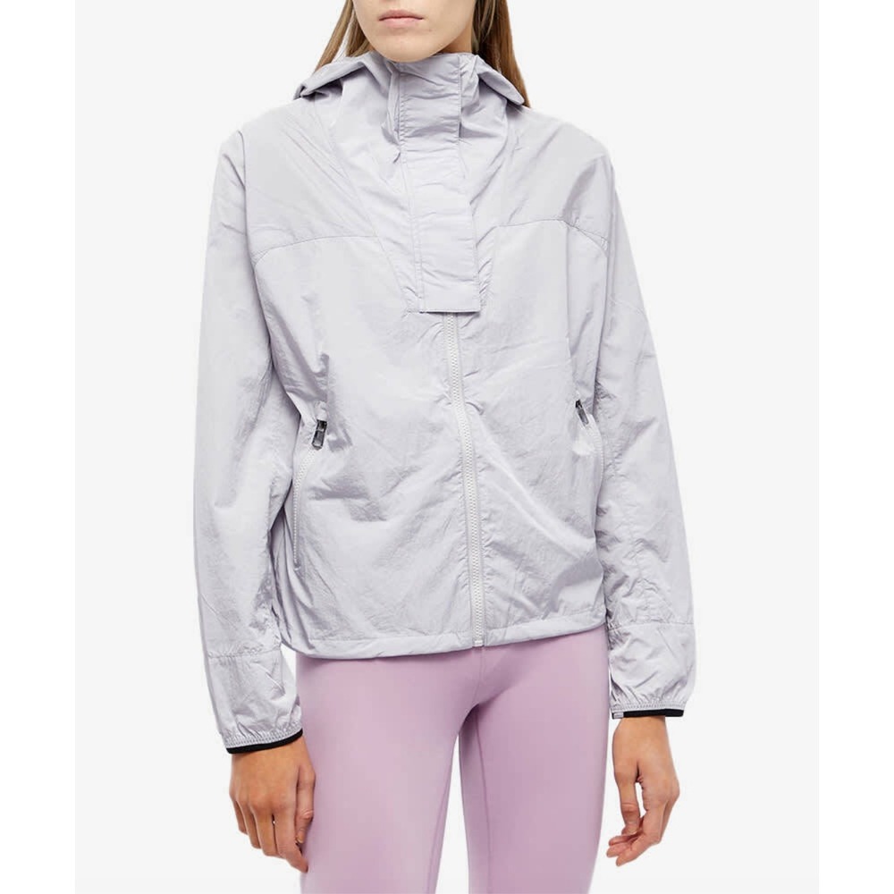 Varley‎ Terrace Hooded Full Zip Lightweight Windbreaker Jacket Womens XS Gray